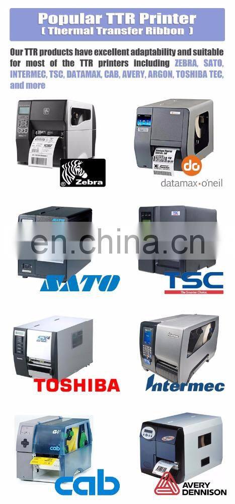 Wax resin thermal transfer ribbon 40 mm zebra bar code printer jumbo roll TTR ribbons