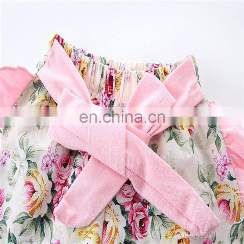 Baby Girl pink outfits Girls lace tops + floral short pants 2pcs Set Summer suit for 0-2years