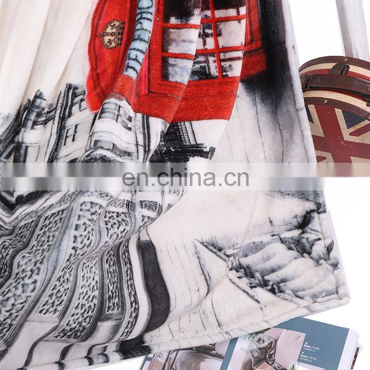 Custom Soft 3D Digital Print Screen Print Blanket Flannel Fleece Thick Throw Blanket With Good Color Permeability