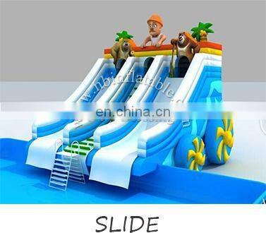 2018 factory pvc tarpaulin new inflatable water park on land prices for adults with pool& slide