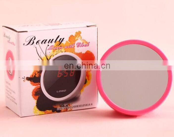 2019 new style easy carrying magic beauty mirror with led clock
