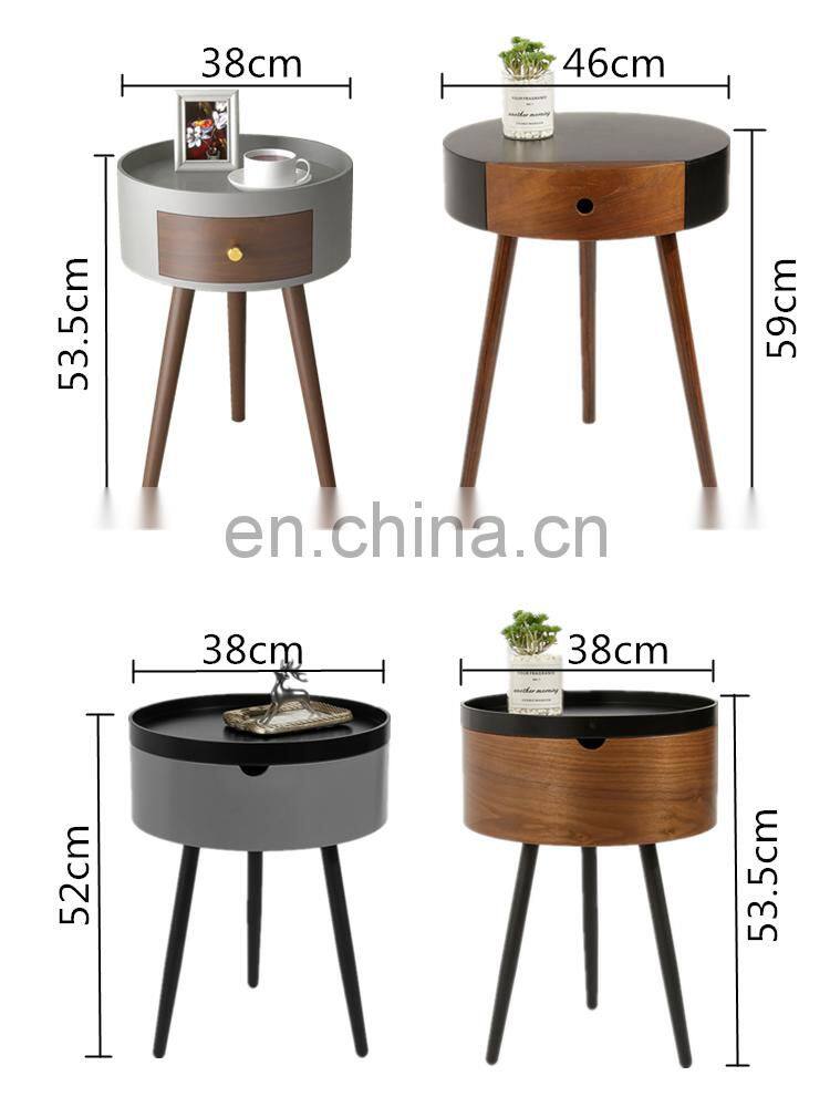 fashion style furniture Round Shape grey color Coffee tray Table and end table with single drawer storage for outdoor and indoor