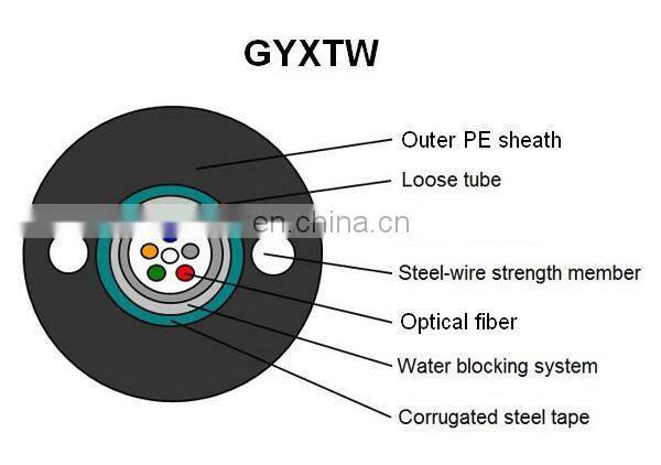 12 Cores Single Mode G657A G652D GYXTW Aerial Outdoor Steel Wire Fiber Optic Cable FTTH GYXTW Outdoor Fiber Cable