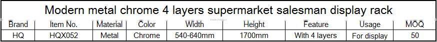 Modern metal 4 layers salesman display rack for supermarket