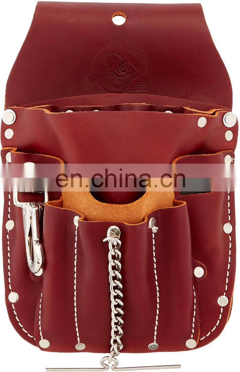 Brown Electrician Tool Bag Silver Green RISING STAR Leather Electrician Tool Pouch Bag