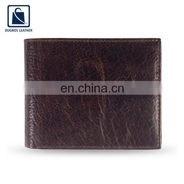 Low MOQ Brown Shiny Leather Men Wallets with Card Holder Slot
