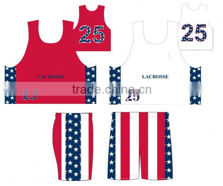 Sublimated team gear Custom Men's Lacrosse Uniforms reversible pinnies