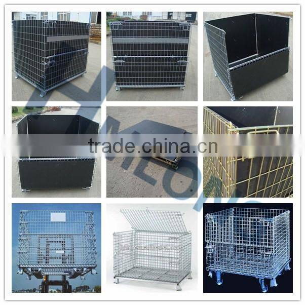 Warehouse fold stack galvanized zinc wire basket