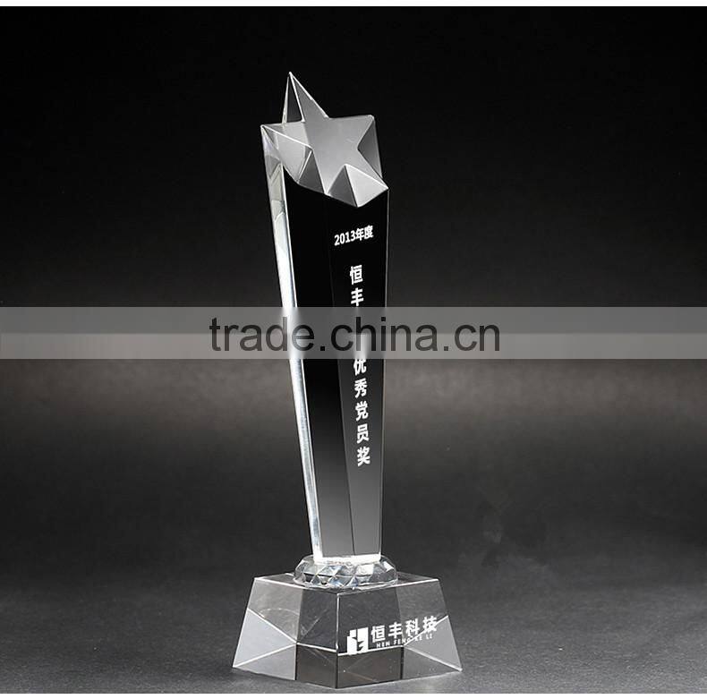 beautiful and Factory price crystal glass trophy award from china manufacturer