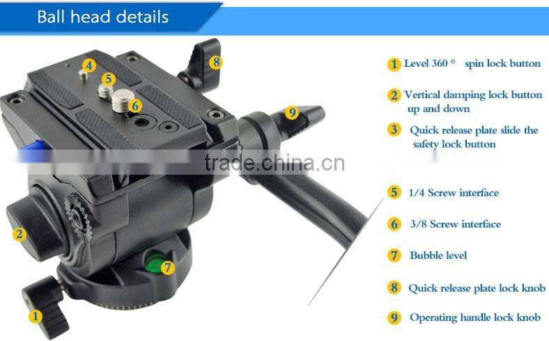 New most stable leg and Professional Telescopic Monopod extendable 5 sections aluminum Fluid video camera monopod