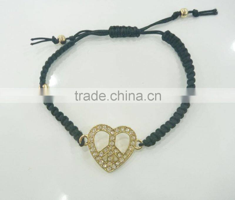 FASHION BRAIDED HEART PEACE ADJUSTABLE BRACELET