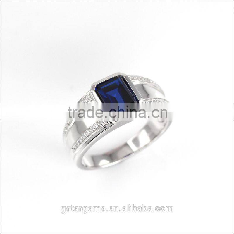 925 sterling silver blue stone synthetic sapphire Jewelry button