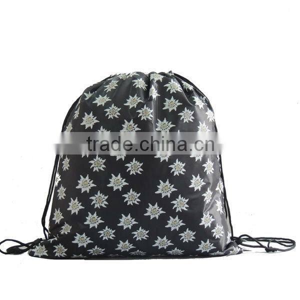 190T full printing drawstring backpack matching bag shoes bag