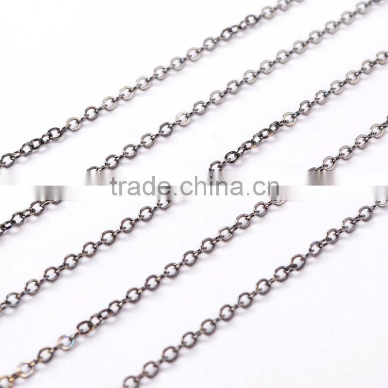 14 Inch Dark Antique Silver Plated Copper Finished Chain Necklace Finding Flat Cable Chain Losbter Clasp