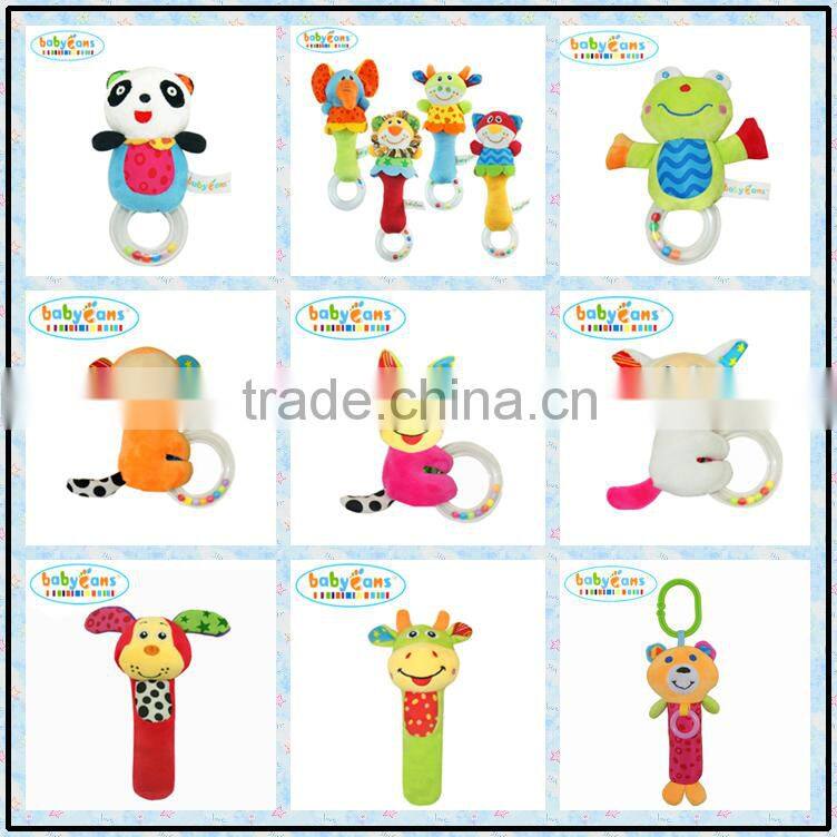 Babyfans baby products baby animal education toy with music soft plush lion baby rattle toys
