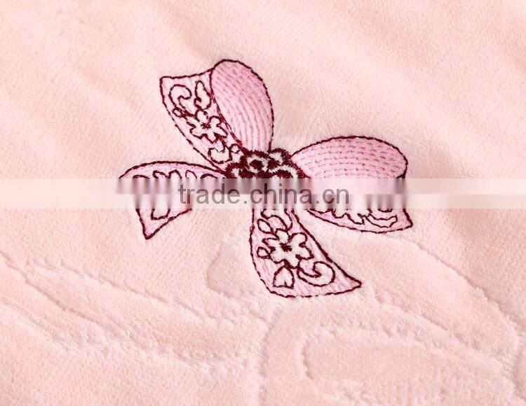 Factory Price Cotton Embroidered Butterfly Cut Pile Face Towel