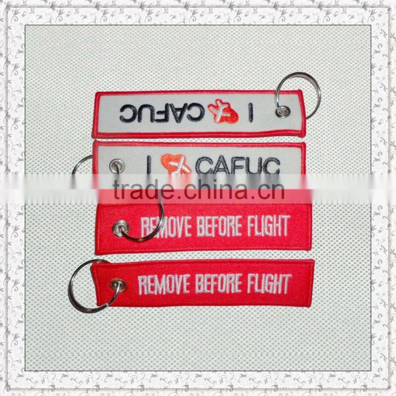 Custom Embroidery /Woven Keychain with metal ring