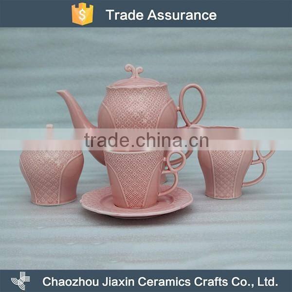China exquisite design pink porcelain coffee tea set