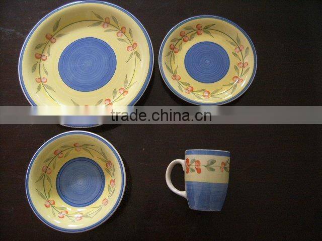 stoneware dinnerware,stoneware dinner set, hand painted stoneware dinnerware