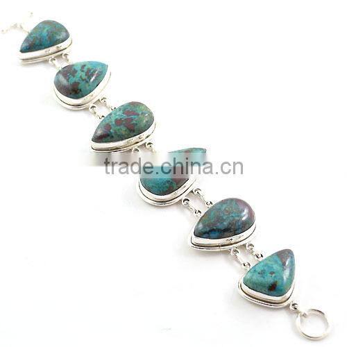 925 sterling silver jewelry blue natural turquoise bracelet wholesale natural gemstone jewellery
