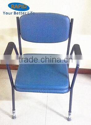 plastic armrest pad commode chair adjustable height hospital chair for elderly