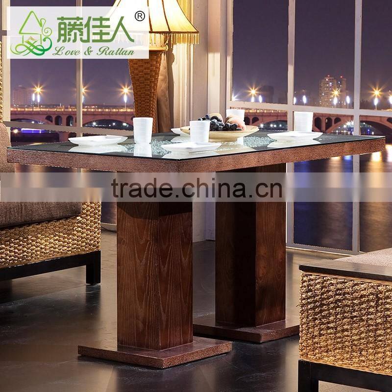 High Quality 4 Seat Pizza Hut Cafe Single Restaurant Wicker Woven Booth