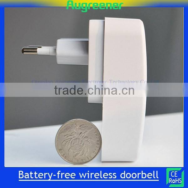 hot selling battery less doorbell wireless doorbell 25 melody ring tones CE ROHS standard wireless doorbell Plug in Qingdao