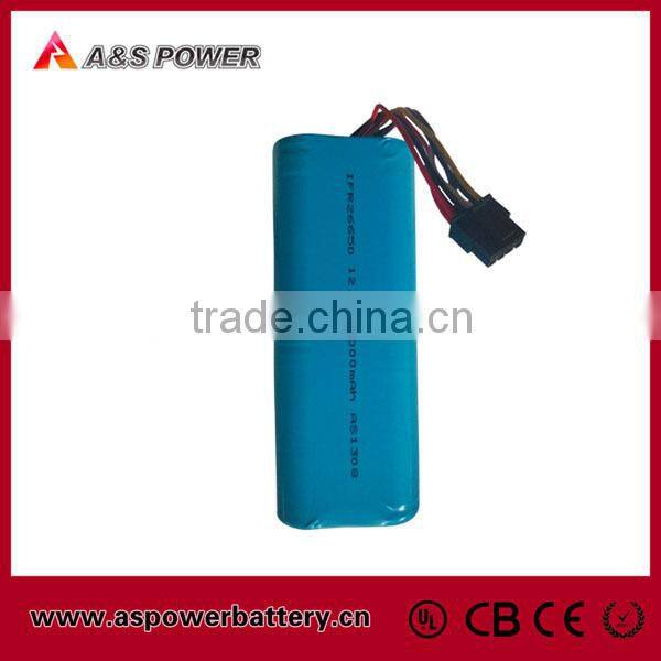 Rechargeable 4S1P 12.8V 3000mAh 26650 LiFePO4 battery for led light
