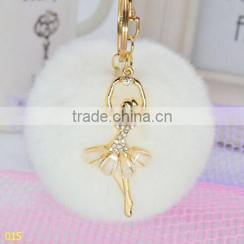 Cell Phone Car Handbag Charm lady Fur Ball Keychain/