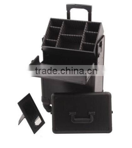 4-Wheel 2-in-1 Rolling Makeup Case with Easy-Slide and Extendable Trays, Includes Removable Tray and Extra Lid, 31-Inch, Smooth