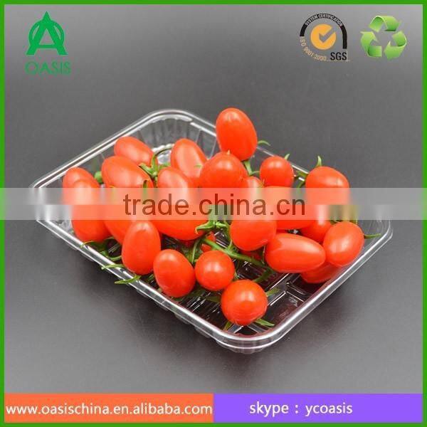 Disposible plastic food PET tray/strawberry/blueberry clamshell tray 16*16 cm