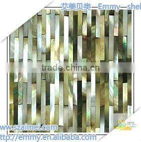 luxury strip black/gray mother of pearl seashell mosaic wall tile factory price