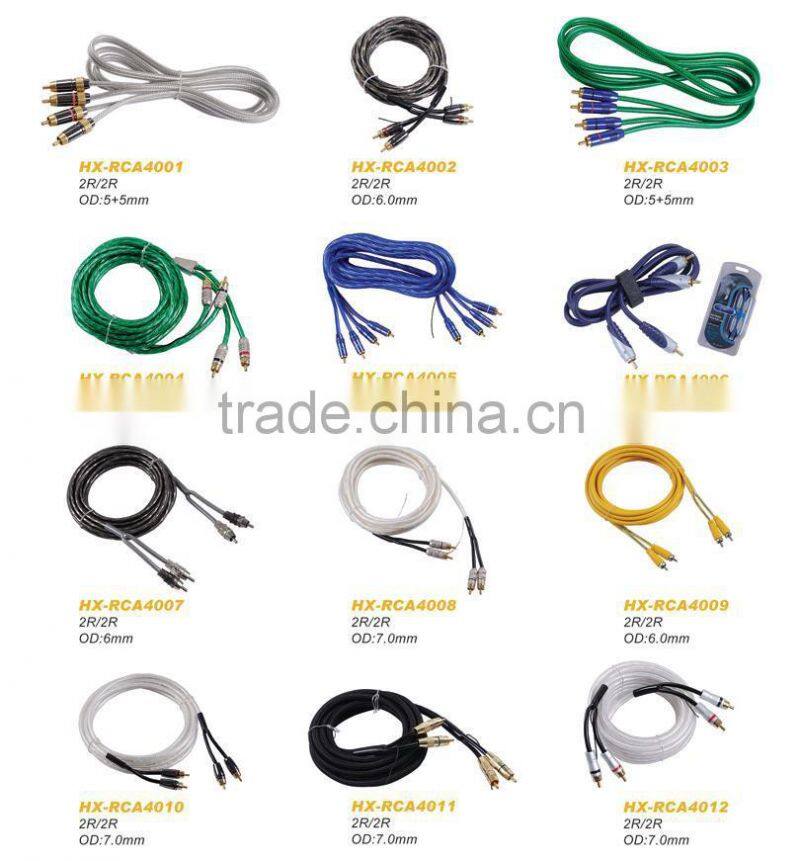 Nickel plated 2R to 2R yellow Auto RCA cable/3.5mm Stereo RCA Cable