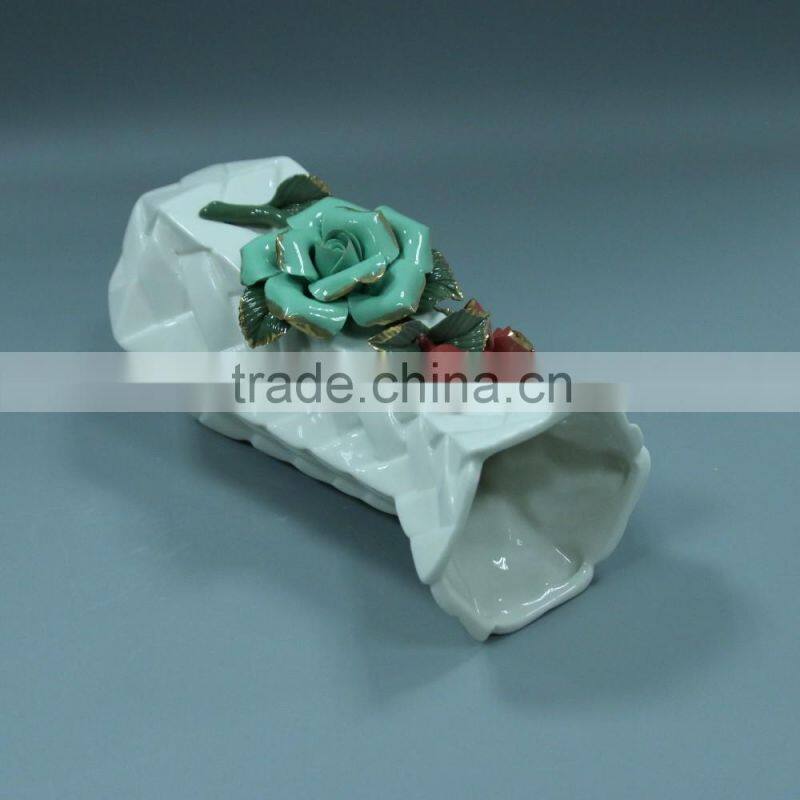 Handmade ceramic glazed craft vase decoration