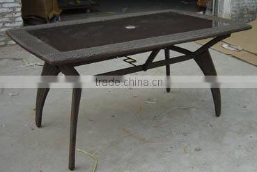 outdoor rattan table with tempered glass in different design