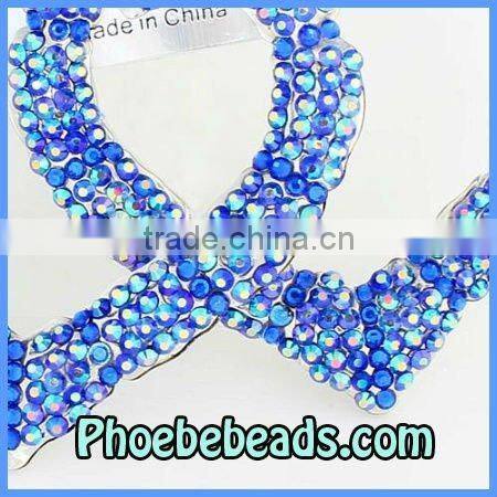 Wholesale Blue Heart Shape Bamboo Hoop Rhinestone Earrings ABE007-2