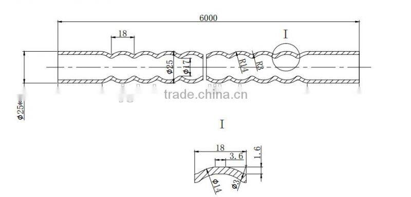 Extruded Copper or Carbon Steel Corrugated tube In Heat Exchanger Parts