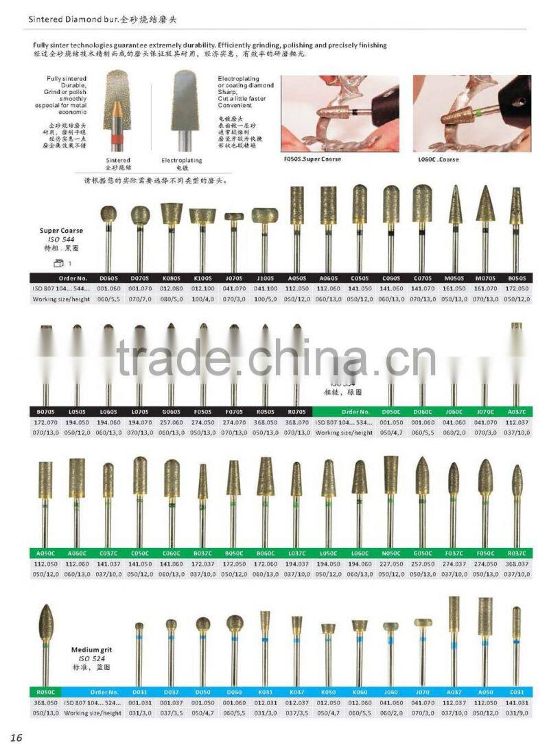 solid diamond sintered mounted point