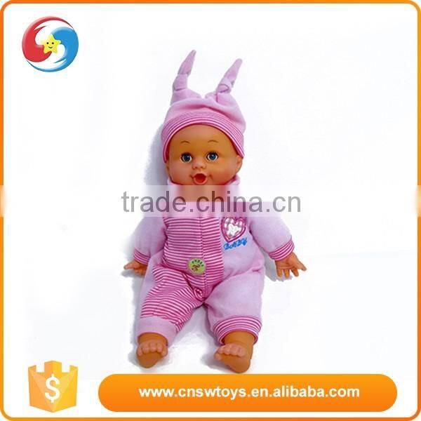 Lovely plastic lifelike baby doll 16 inch baby toy doll with baby pink cart