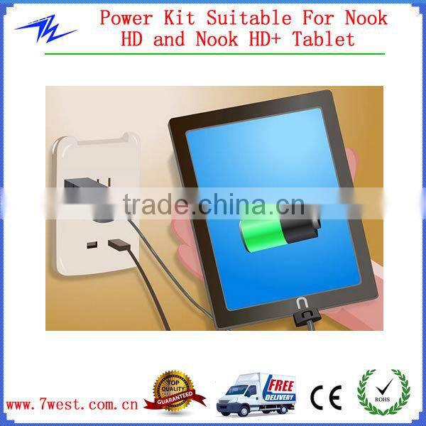 Universal AC Power Adapter and USB Sync Cable Suitable For Nook HD and Nook HD+ Tablet