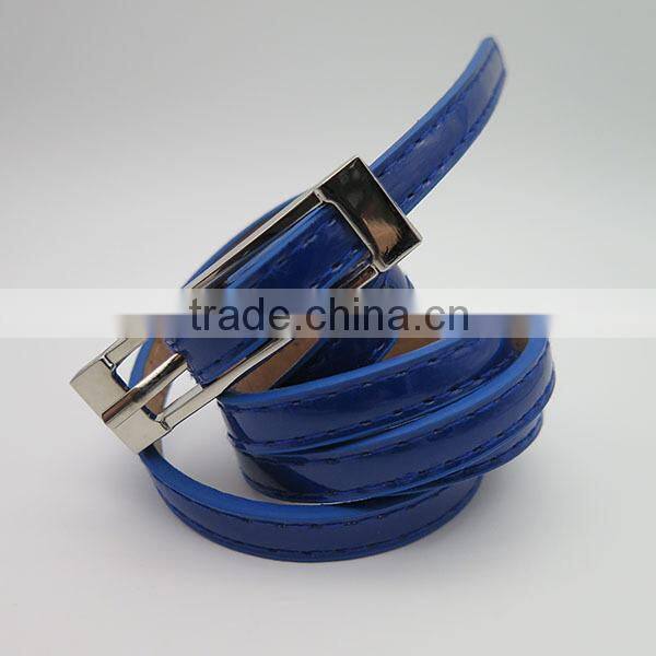 2015 hot sale deep blue adjustable skinny ladies belt for women