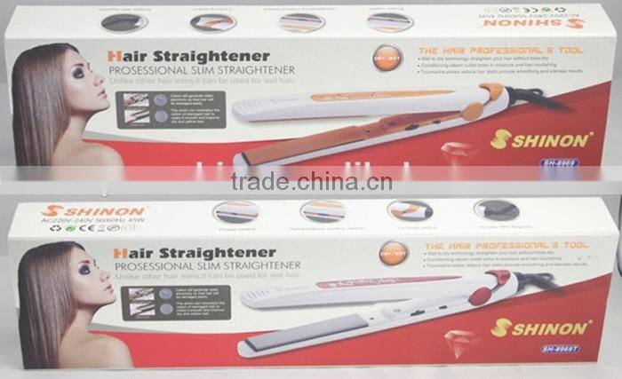 Wet and dry use hair straightening ionic perm steam hair straightener