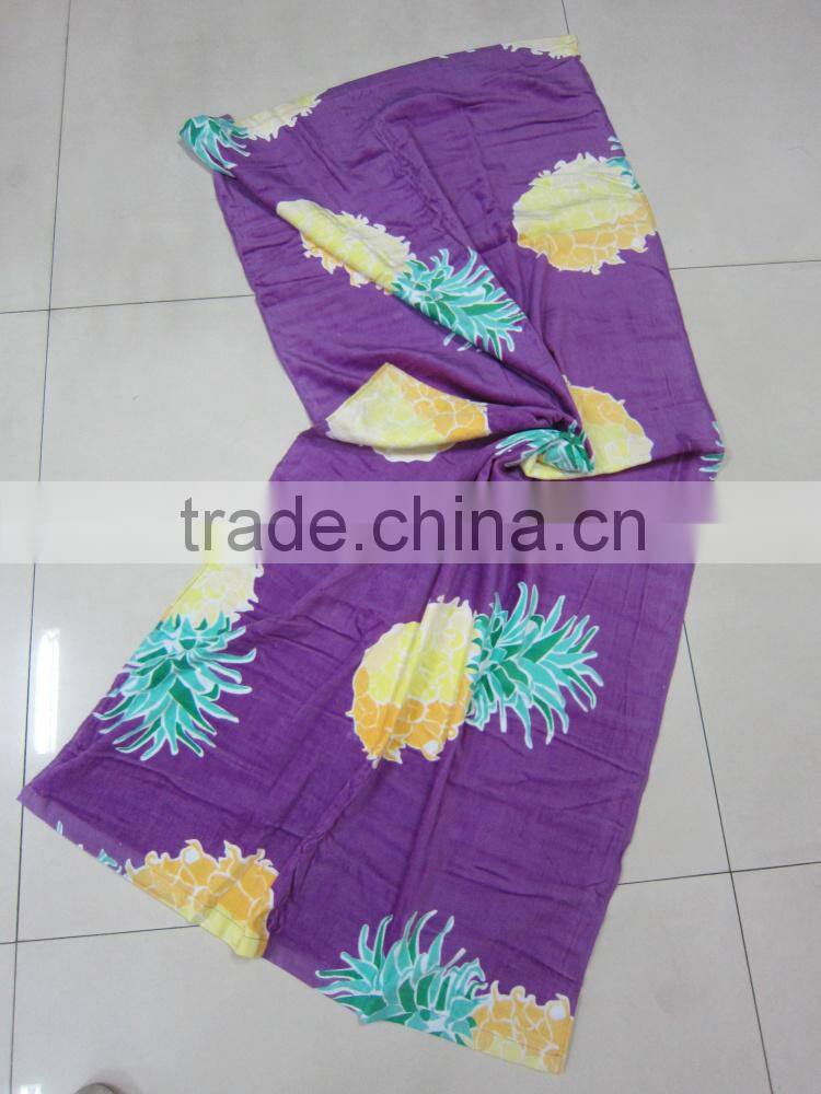2016 wholesale cheaper purple pineapple printed cotton swim beach towel
