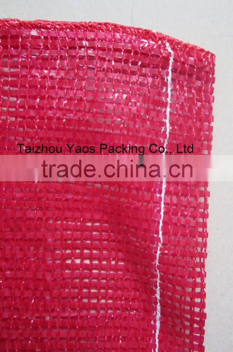 red PP tubular mesh bag vegetables onion circular drawstring tubular bag