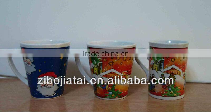 Ceramic V Shape Mug With Fruit Decal Printing