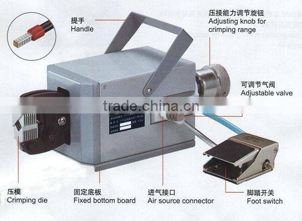 WIS-120Y Pneumatic type terminal crimping machine with capacity of 0.08-120mm2 for cable end-sleeves