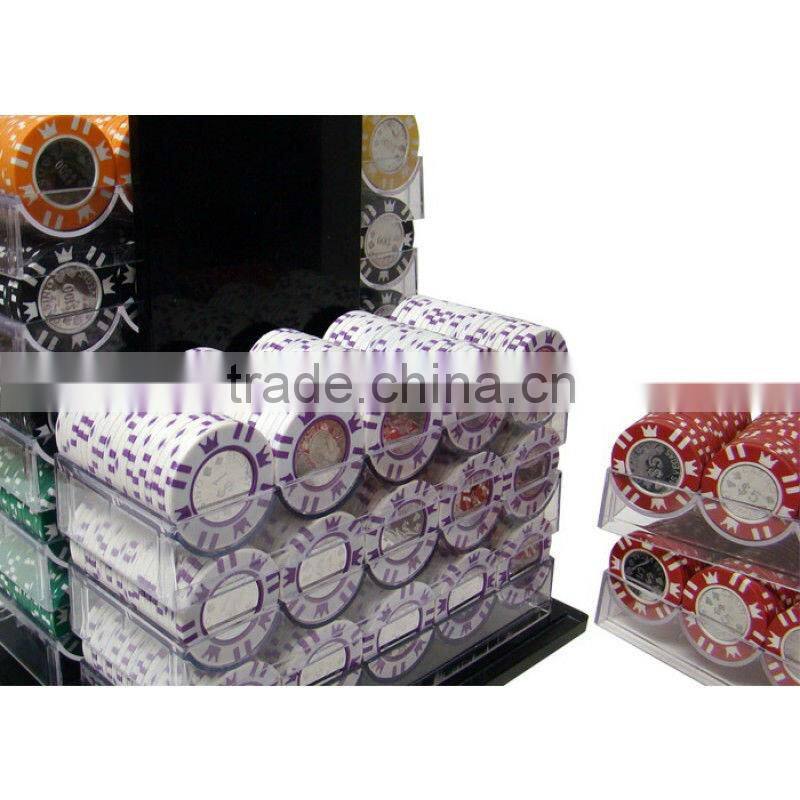 Coin Inlay Casino Poker Chip Set with Acrylic Case - 1000 Piece