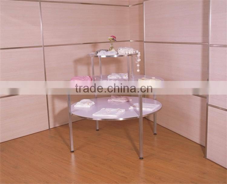 Round Display Table Stainless Steel with MDF Top