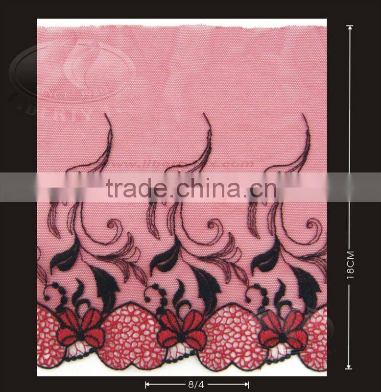 Polyester embroidery lace with Guipure edge
