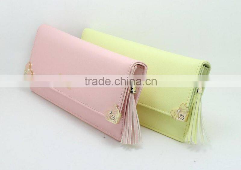 Korean bowknot PU long women wallet